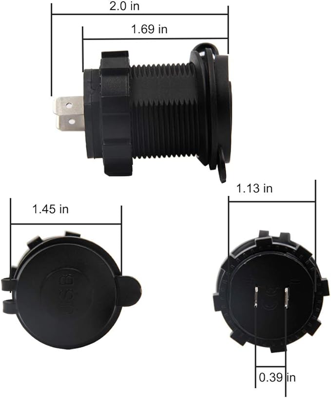 Dual USB Charger Socket Waterproof Power Outlet 12V/24V 2.1A & 2.1A for Car Boat Marine RV Mobile Blue LED