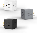 POWERCORDS 3 Power Blocks Outlet Splitter,Grounded Wall Tap, 3-Prong Plug Adapter AC Multi Plug Wall Outlet, Power Splitter, Cruise Essentials, for Home Office School Dorm, UL Listed,Assorted Color