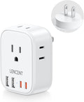 LENCENT US to Japan Plug Adapter, 2 Prong to 3 Prong Outlet Adapter with 4 Outlets 4 USB Ports(2 USB C), Type A Travel Converter for US to Japan Canada Mexico China Philippines Peru