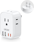 LENCENT US to Japan Plug Adapter, 2 Prong to 3 Prong Outlet Adapter with 4 Outlets 4 USB Ports(2 USB C), Type A Travel Converter for US to Japan Canada Mexico China Philippines Peru