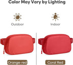 Pritent Fanny Packs for Women Cross Body Bag Waterproof Belt Bag with Adjustable Strap and Zipper Back Pocket Small Crossbody Bags Fashion Waist Packs for Workout Travelling(Coral Red)
