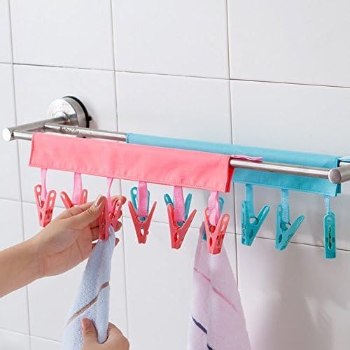 Cindy&Will 2Pcs(Watermelon Red + Blue) Portable Travel Laundry Drying Clothespins Clips for Drip-dry and Airing-out, Turn the Hanger into a Clothesline