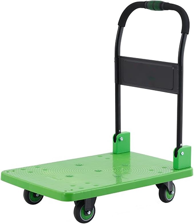 Large Folding Platform Hand Truck Cart Portable Utility Cart with 360° Swivel Wheels for Easy Moving of Luggage & Warehouse Items Green Color