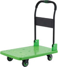 Portable Folding Hand Truck Cart with 360° Swivel Wheels Lightweight Moving Carts for Luggage Warehouse and Home Use Compact Green Design