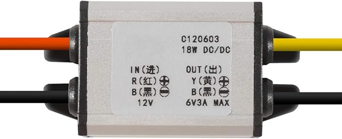 3Pcs 12V to 6V Car Power Voltage Converter DC 9V-22V 12V to 6V Buck Voltage 3A 18W Waterproof DC Step Down Volt Module Power Supply Board Compatible with Car Vehicle Automotive LED Display Radio