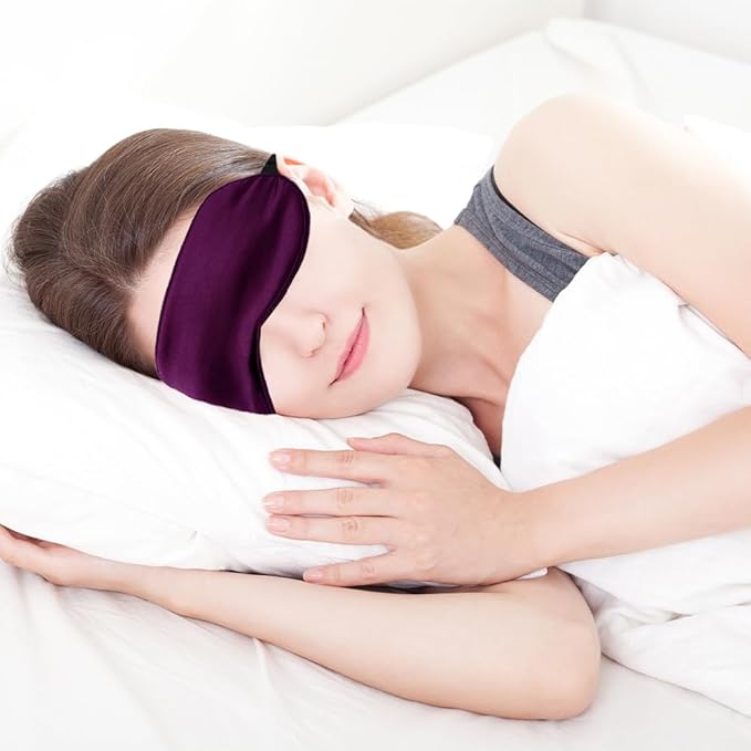 2 PCS Purple Silk Sleep Mask - Eye Masks for Sleep Blindfold Travel Eye Covers for Sleeping Men & Women