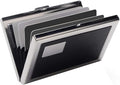 EASTNIGHTS RFID Credit Card Holder Metal Wallet Stainless Steel and Pu Leather Credit Card Protector Case for Men or Women (black)