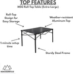 MOUNTAIN SUMMIT GEAR Heavy-Duty Roll-Top Table for Camping - Portable Aluminum-Top Folding Table with Steel Frame by Caddis Sports, Inc. (Extra Large)
