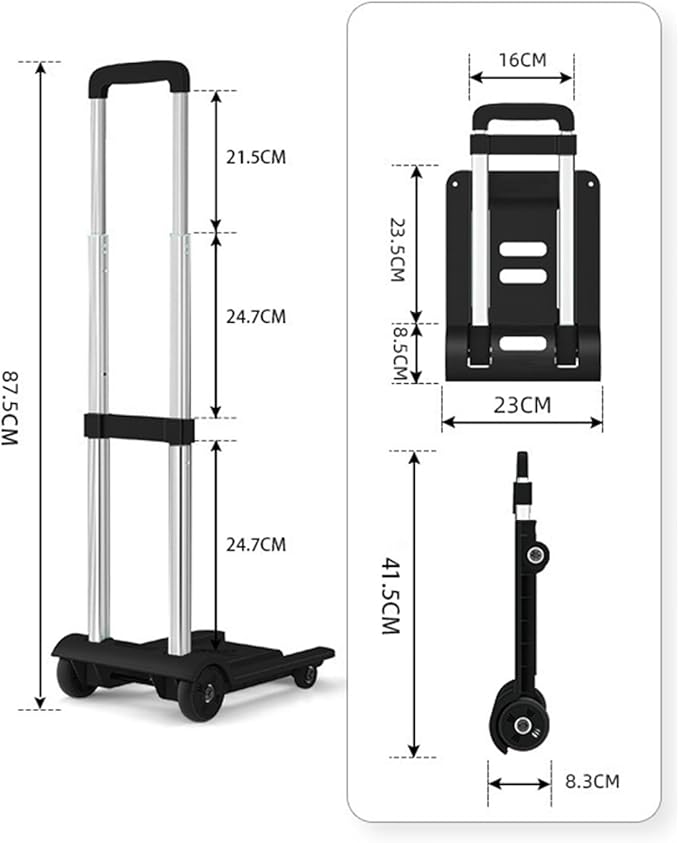 Folding Hand Truck,200lbs 4 Wheel Cart Collapsible Luggage Rolling Cart Enhanced Stability Easy Moving for Home Office Travel Shopping