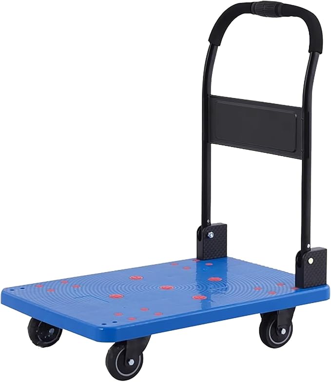 Portable Folding Hand Truck Cart with 360° Swivel Wheels Ideal for Moving Luggage & Warehouse Use Compact and Lightweight (Blue Small)