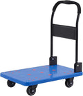 Portable Folding Hand Truck Cart with 360° Swivel Wheels Ideal for Moving Luggage & Warehouse Use Compact and Lightweight (Blue Small)