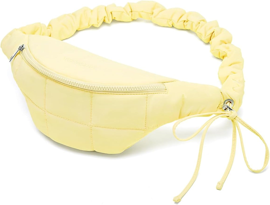 WESTBRONCO Puffer Fanny Packs for Women Small Crossbody Sling Bag, Nylon Quilted Belt Bag for Travel Hiking Running Waist Bag with Adjustable Strap