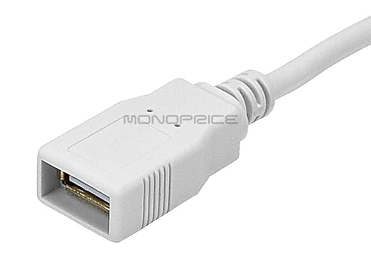 Monoprice 1.5' USB 2.0 A Male to A Female Extension 28/24AWG Cable, White (108604)