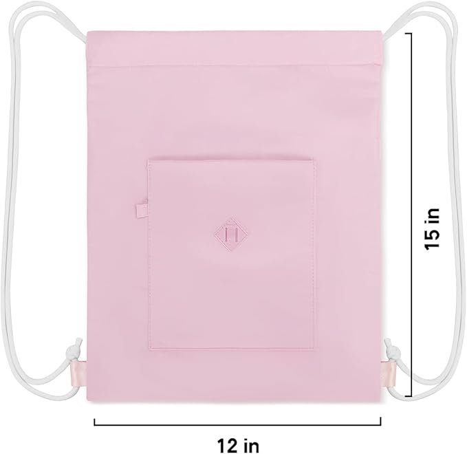 BAVELOE Drawstring Backpack Sports Gym Sackpack with Pockets Water Resistant Cinch String Bag for Women Men（Pink）