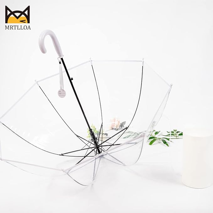 MRTLLOA Kids Clear Bubble Umbrella with an Easy Grip Curved Handle, Safety Transparent Dome Bubble Umbrella for Toddler Boys Girls