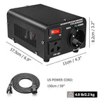 Yinleader 110v to 220v European Voltage Converter Transformer 500W Step Up Converter 110/120 Volt to 220/230/240 Volt or Step Down 220 to 110,[110V US Power Cord Included Only, No 220V Cord]
