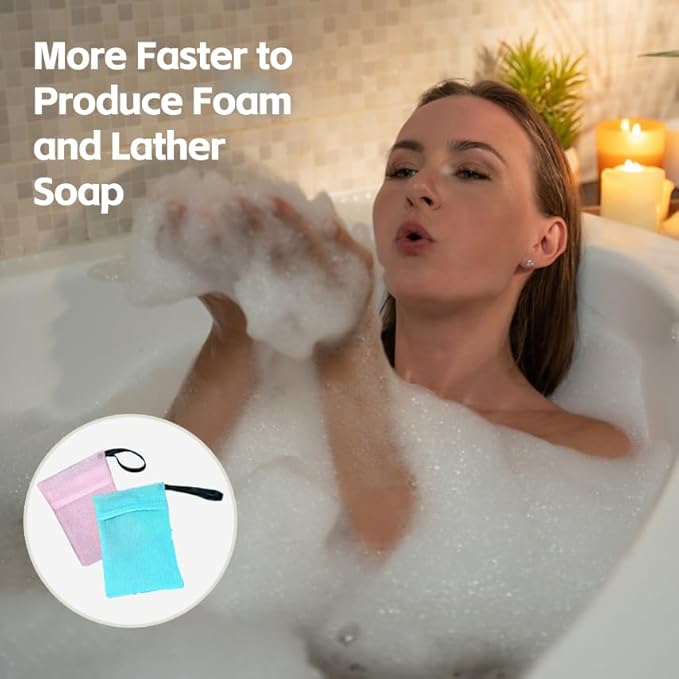 2 Pcs Travel Soap Bag, Travel Soap Case Leakproof & Waterproof, Quick Dry Bar Soap Pouch Travel Soap Container with 2 Pcs Foaming Nets, Portable Soap Bags for Shower Travel Camping - Black & Grey