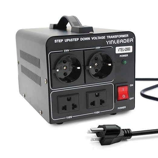 Yinleader 2000W Step Up/Down Transformer,Convert 110/120V to 220/240 Volt OR Convert 220V to 110V Voltage Converter with 2US&2 EU outlets [110V US Power Cord Included Only, No 220V Cord]