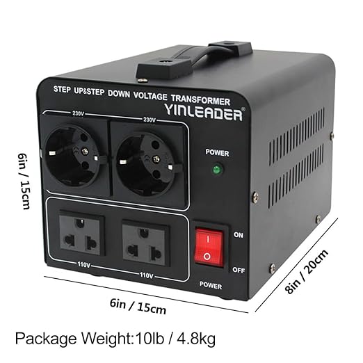 Yinleader 2000W Step Up/Down Transformer,Convert 110/120V to 220/240 Volt OR Convert 220V to 110V Voltage Converter with 2US&2 EU outlets [110V US Power Cord Included Only, No 220V Cord]