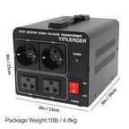 Yinleader 2000W Step Up/Down Transformer,Convert 110/120V to 220/240 Volt OR Convert 220V to 110V Voltage Converter with 2US&2 EU outlets [110V US Power Cord Included Only, No 220V Cord]