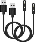 2-Pack Chargers for TRAUSI TG08/Trendia TG09/DIVElink&OYV&JeeJTek TGW008 TGW101/SUNKTA &LIGE &Linwear &EIGIIS K52 Smart Watch Charger, Charging Cable Magnetic 7.62mm, 60cm (Black&Black)