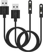 2-Pack Chargers for TRAUSI TG08/Trendia TG09/DIVElink&OYV&JeeJTek TGW008 TGW101/SUNKTA &LIGE &Linwear &EIGIIS K52 Smart Watch Charger, Charging Cable Magnetic 7.62mm, 60cm (Black&Black)
