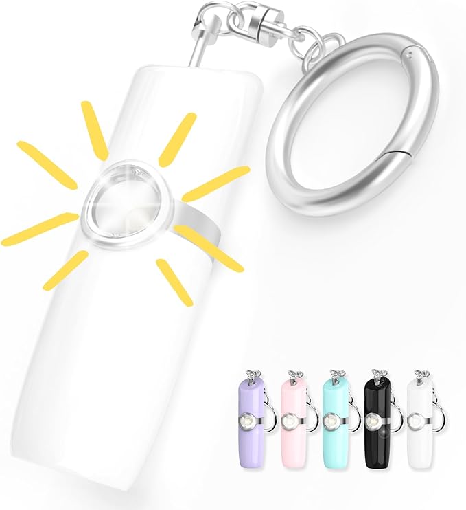 Securityman Personal Alarms for Women | Loudest Safety Alarm Keychain (130dB Siren and SOS Strobe Light) Everyday Personal Safety Devices for Women - White
