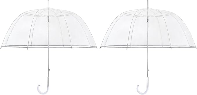 G4Free 52 inch Clear Bubble Umbrella, Large Canopy Transparent Dome Coverage Stick Umbrella, J Hook Handle European Style for Weddings,Prom,Graduation and Outdoor Events