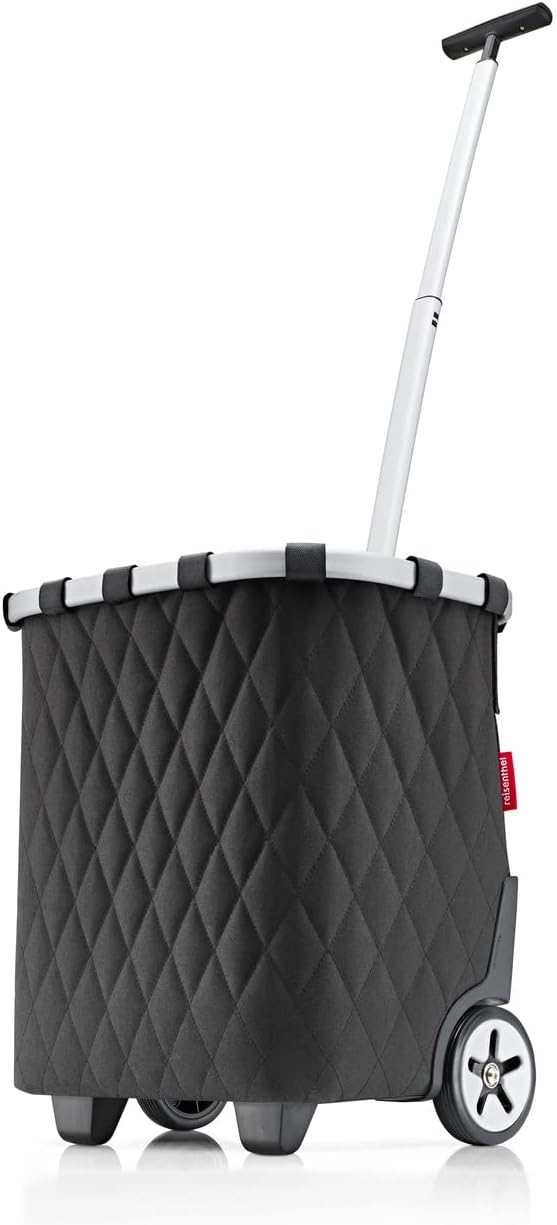reisenthel carrycruiser Rhombus Black – Portable Shopping Trolley with Sturdy Aluminum Frame, Shoulder Strap and Removable mesh Inner Bag - Made of Water-Repellent Material.