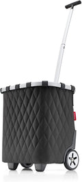 reisenthel carrycruiser Rhombus Black – Portable Shopping Trolley with Sturdy Aluminum Frame, Shoulder Strap and Removable mesh Inner Bag - Made of Water-Repellent Material.