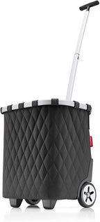 reisenthel carrycruiser Rhombus Black – Portable Shopping Trolley with Sturdy Aluminum Frame, Shoulder Strap and Removable mesh Inner Bag - Made of Water-Repellent Material.