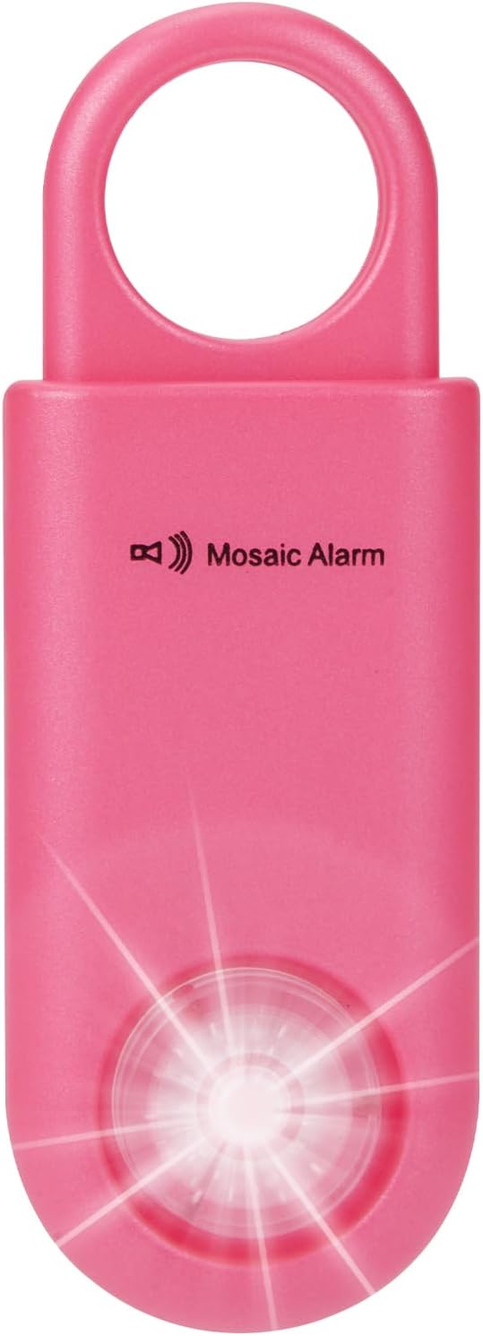 130dB Personal Safety Alarm Ultra Bright Strobe Light Loud Sound Keychain Siren with Carabiner for Women, School Children, Night Runners. Hiking Alarm Bear Deterrent. SOS Emergency Alerts. Hot Pink