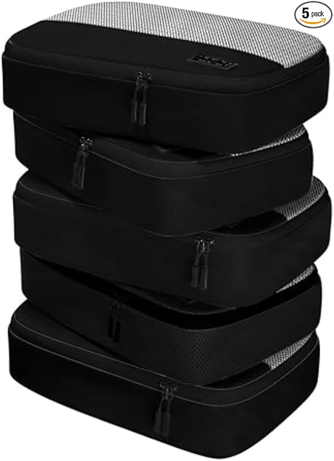 Medium Packing Cubes for Travel - 5pc Packing Cubes for Suitcases - Lightweight Luggage Organizer Bags (Non-Compression)