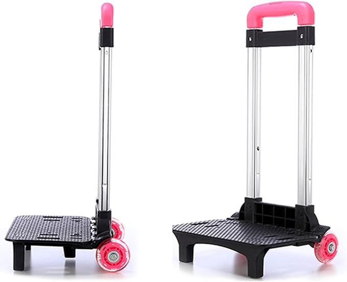 Backpack Trolley 2 Wheels Rolling Luggage Carts Foldable Trolley Cart Aluminium Alloy Hand Cart for School Bags Pet Bag