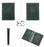 CONTACTS Full Grain Leather Passport Holder RFID Blocking Travel Passport Wallet Compatible with Airtag Passport Cover Case with 4 Cards Slots, Coin Pocket (Green)