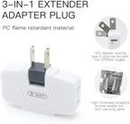 SYCON Outlet Wall Adapter, 2-Prong Swivel Ungrounded Indoor AC Mini Plug Wall Tap-White (3 Way-2 Pack)