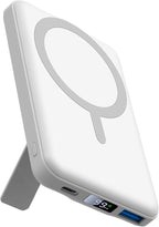 AOGUERBE for MagSafe Portable Charger, 10000mAh Magnetic Power Bank 22.5W Fast Charging, Mini Battery Pack Wireless with LED Display&Foldable Stand for iPhone 17/16/15/14/13/12 Series (Polar White)