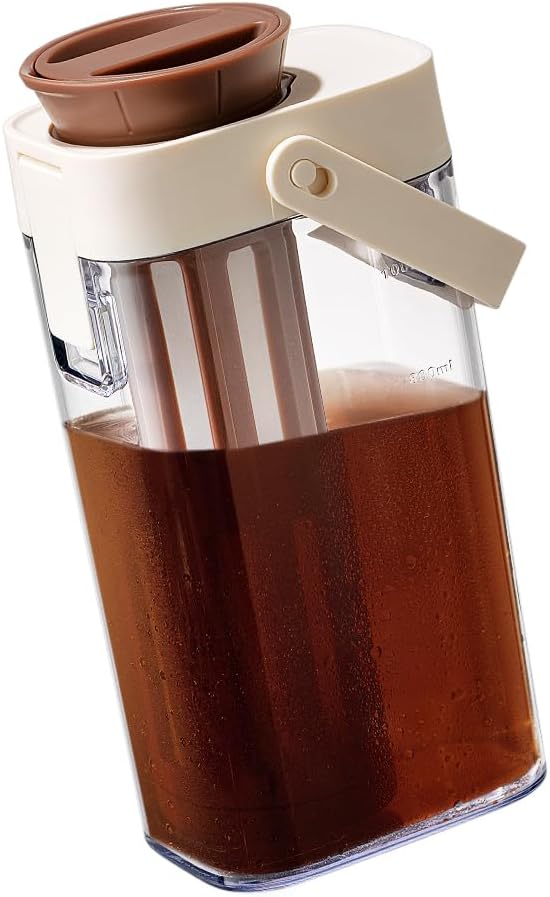 Cold Brew Coffee Maker, 1L/35oz Portable & Durable Iced Tea and Coffee Brewer, Leak-Proof & BPA-Free Kettle, Removable Mesh Filter For Easy Cleaning & Using, Dishwasher Safe, Space Saving.