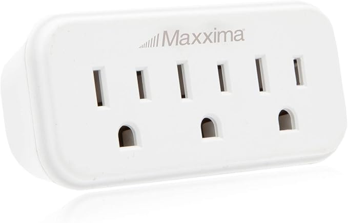 Maxxima 3 Grounded Multi Outlet Adapter Wall Plug - Outlet Extender Wall Tap, Turns 1 Outlet into 3, Indoor 3 Way Plug Splitter - White - 4 Pack