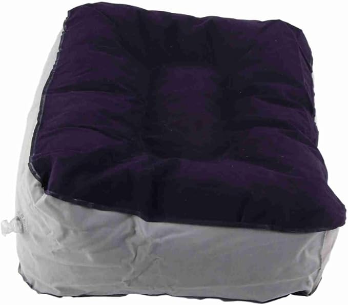 Footrest with Air Pump - Soft Flocking Adjustable Height Leg Support Cushion for Travel, Office & Home Use,37x30x16cm/14.57x11.81x6.30in(Purple＋Grey)