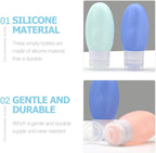 4pcs 90ml Silicone Refillable Travel Bottles for Toiletries, Leak Proof Shampoo Container Set with Peach Pink, White, Light Green, Sky Blue for Portable Personal Care