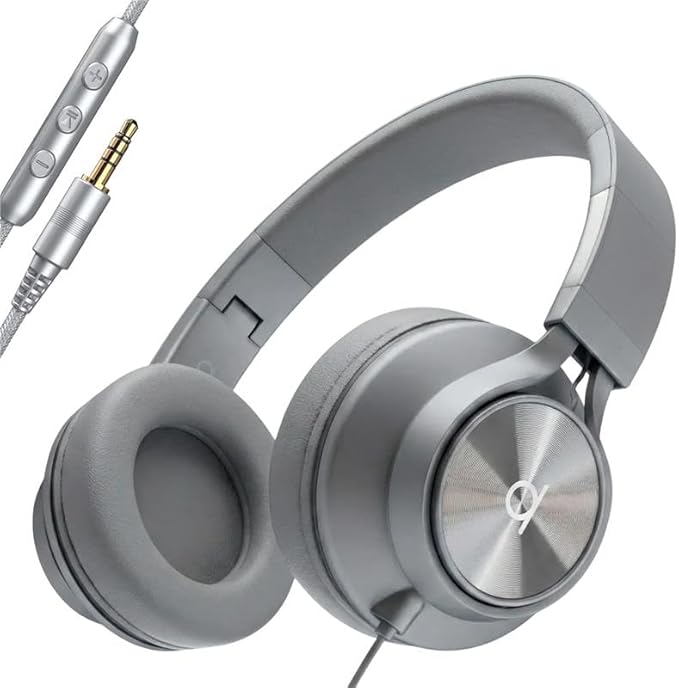 ARTIX CL750 Wired Headphones with Mic — Noise Isolating On-Ear Headphones for Computer and Laptop Wired, Plug in Corded Headphone with Wire (Foldable, Aux Jack 3.5mm)