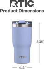 RTIC 30oz Essential Tumbler with Lid, Ceramic Lined, Insulated, Stainless Steel, Metal, Double Wall Vacuum-Insulation, Travel Cup for Iced Coffee, Tea, Hot and Cold Drink, Periwinkle