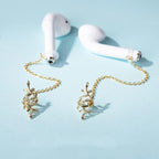 ZOSTLAND 1 Pair Creative Earphone Anti Lost Earring Clip Earclip Strap Wireless Earhook Earbud Ear Bud Holder Connector Compatible with Airpods 1/2/Pro/3 Beats Fit Pro Sony (Golden Leaf)