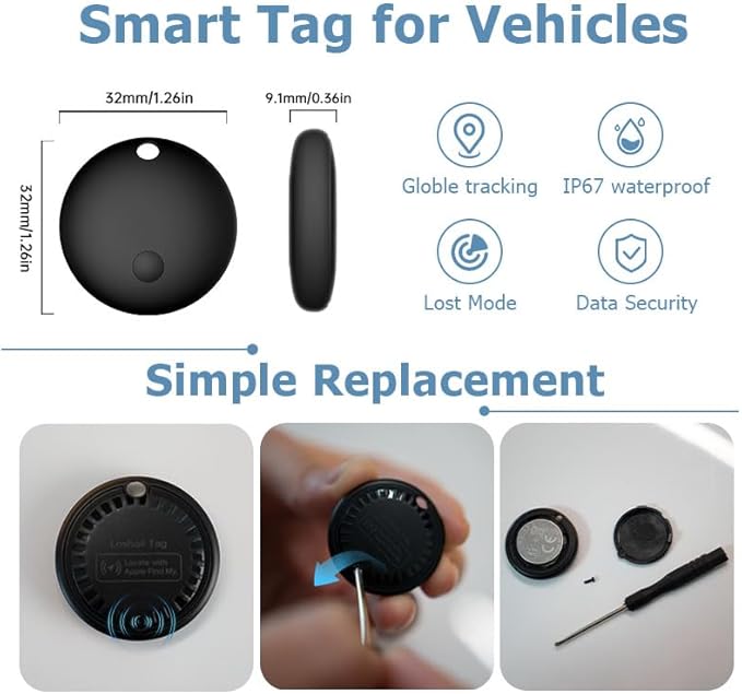 Mini GPS Tracker for Vehicles Work with Apple Find My, Tracker Device for Vehicles No Subscription No Monthly Fee Car Tracker Device Hidden Magnetic Real-Time Tracking for Cars Bikes