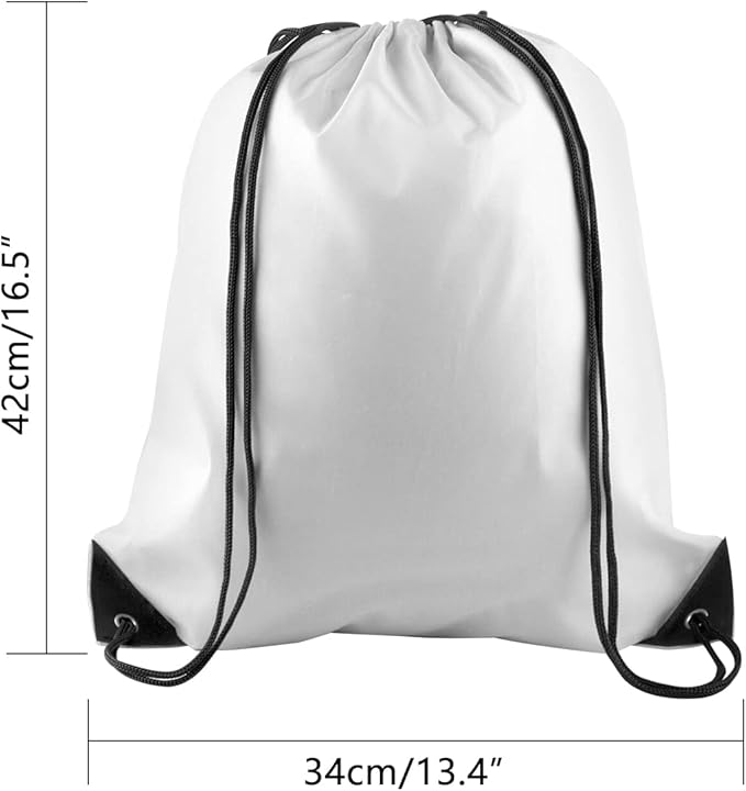 PLULON 25 Pcs White Drawstring Backpack Bags Bulk String Backpack Cinch Sack Pull Sport Gym Backpack Bags for Yoga Traveling Outdoor Sports