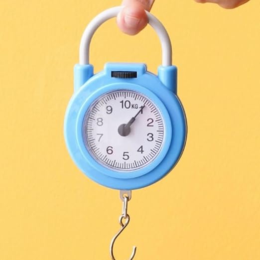 LALAFINA Portable Electronic Spring Scale 2pcs, High Precision Handheld Hanging Weight Scales with Hooks for Travel Luggage and Home Use, Small Compact Design in Yellow and Blue