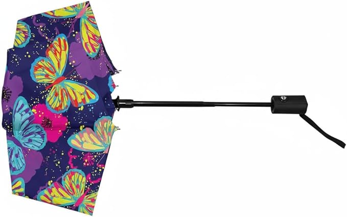 Umbrella Colorful butterflies Windproof Travel Umbrella for Rain,Sun Lightweight and Portable Auto Open Close Umbrellas