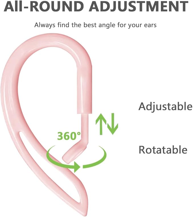 Ear Hooks Compatible with Apple AirPod All Models [Multi-Dimensional Adjustable] Holder Accessories for Ear Buds Pro Earphones (Pink)