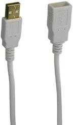 Monoprice USB Type-A to USB Type-A Female 2.0 Extension Cable - Gold Plated, 28/24AWG, 1.5 Feet, White (Pack of 2)